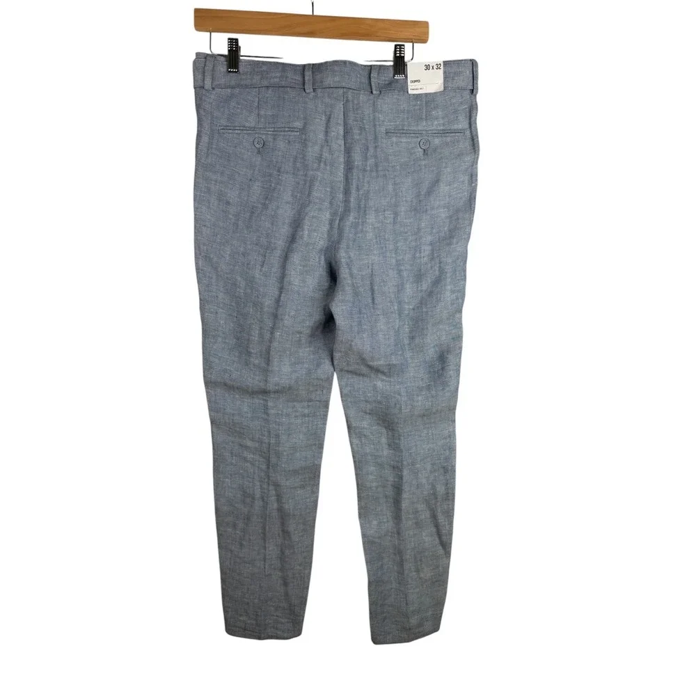 New Express Men's Cropped Removable Belt‎ High Rise Paper bag Pants Size 30 x 32